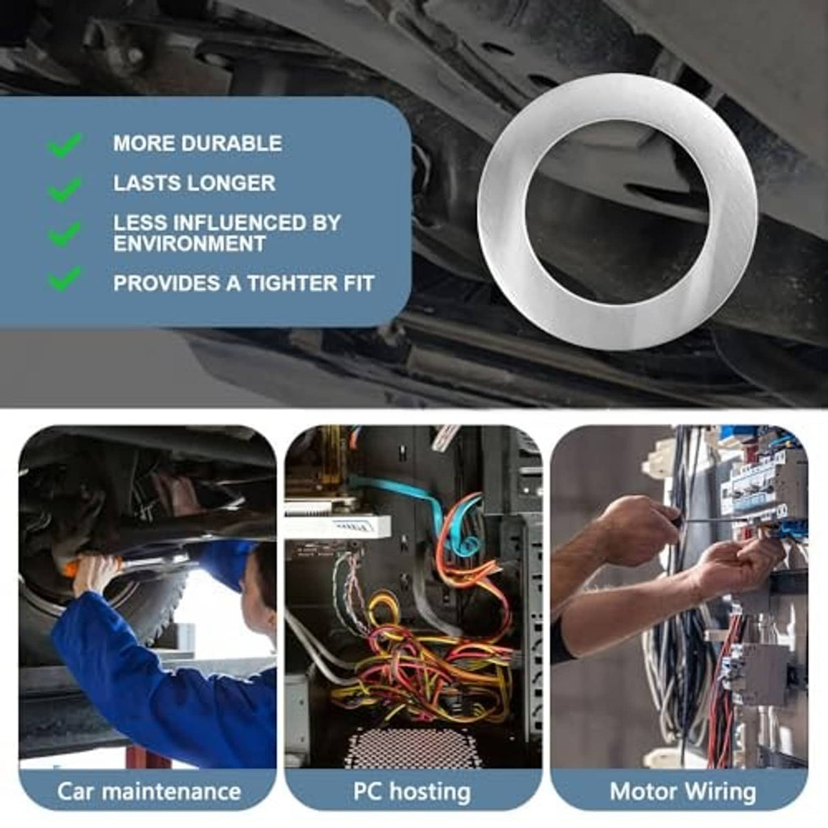 Metal crush washer ring, silver gasket washer for oil drain plug