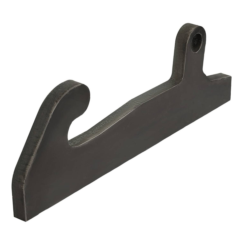 Black loader bracket with U-cut groove and circular mounting hole