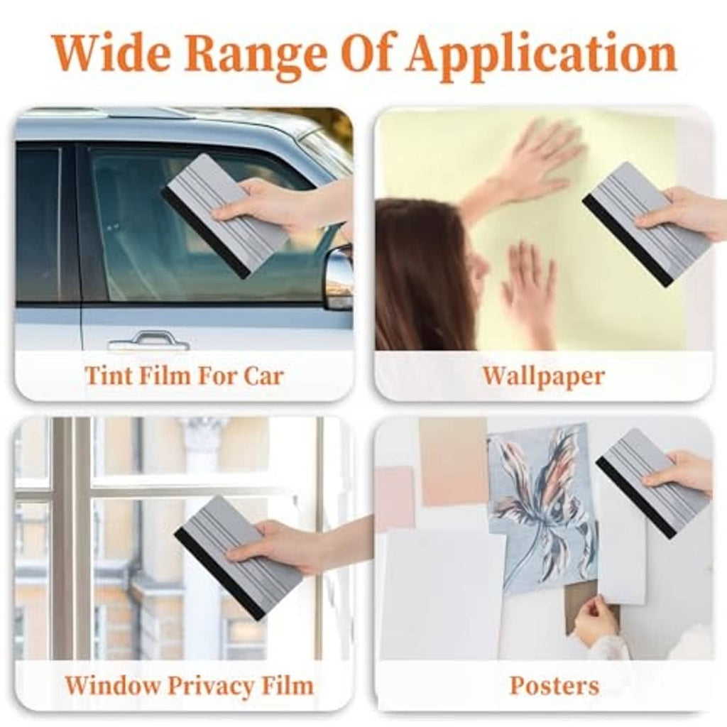 Felt squeegee tool for applying window tint film and wall coverings, gray ribbed pad