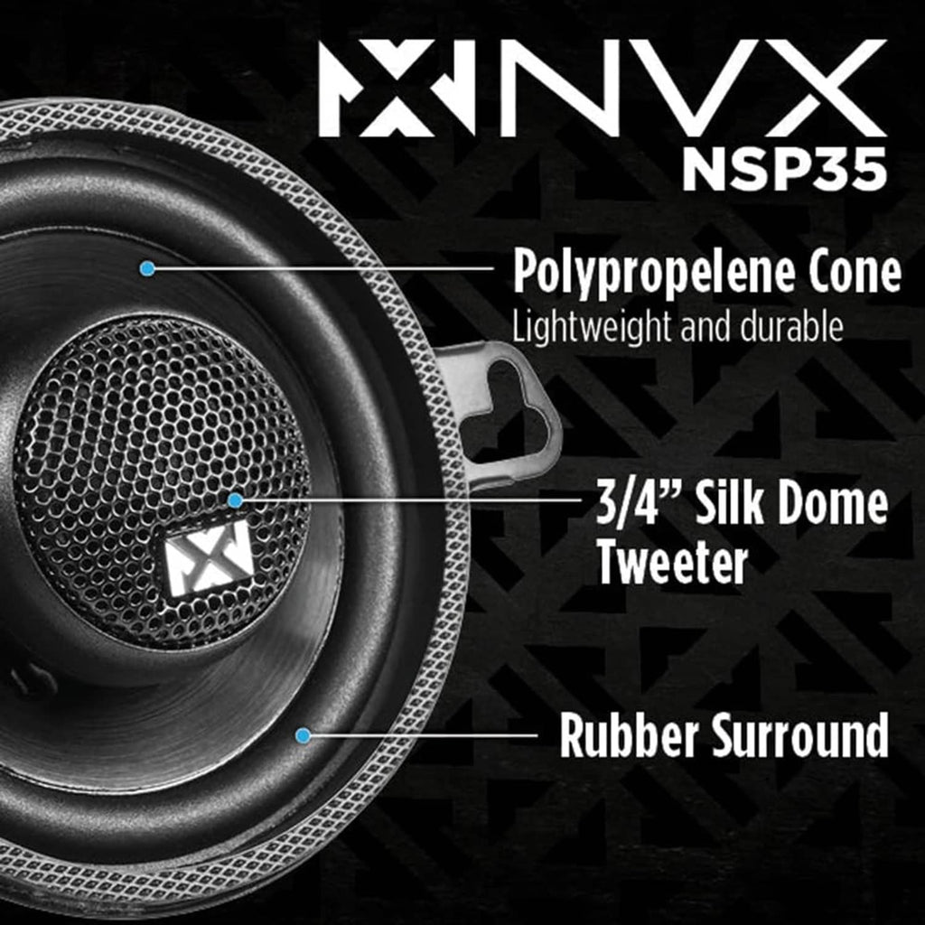 Black 3.5-inch coaxial car speaker showing cone and center dome tweeter