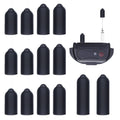 Black rubber shock-collar tips and training receiver unit, set of replacement caps