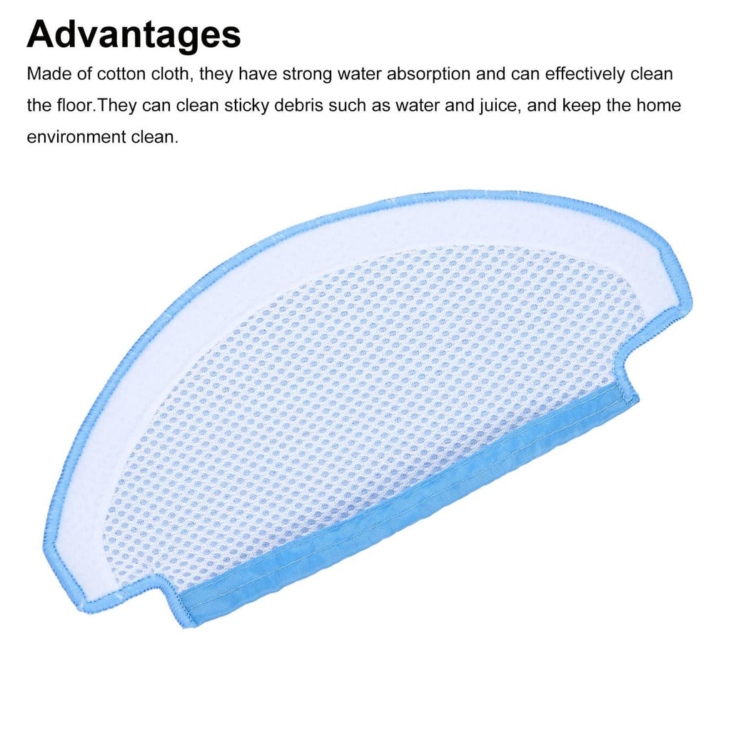 Blue and white mesh-backed cotton mop pad for robot vacuum