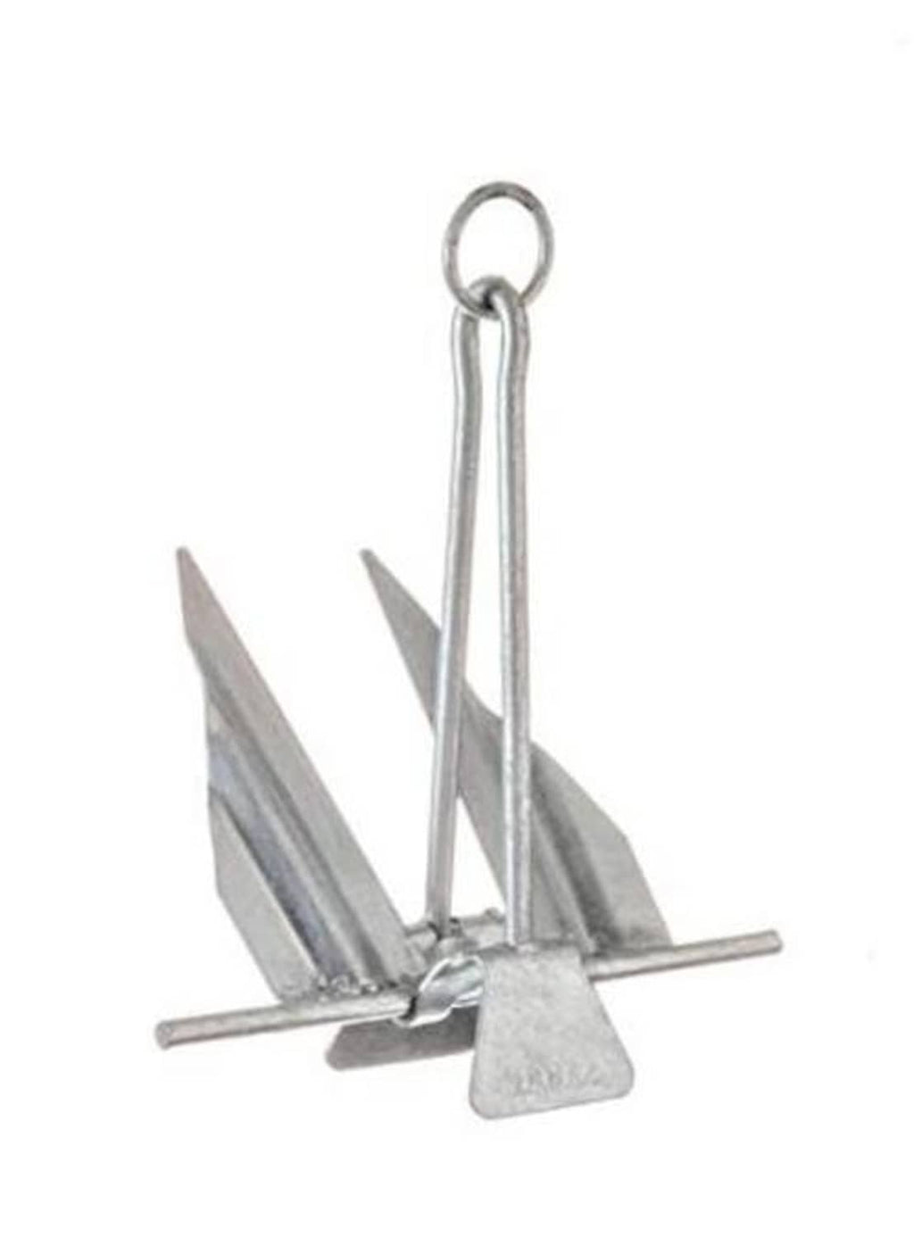 Steel boat anchor with ring shackle, slip shank, and two flukes (hot-dipped)