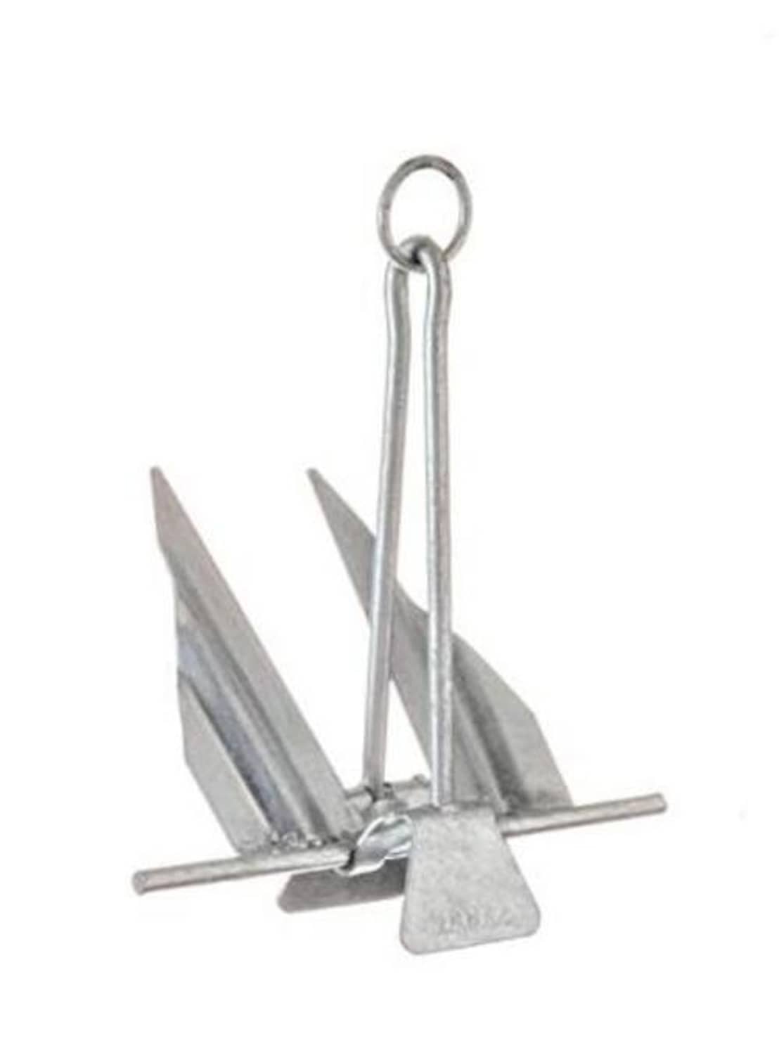 Steel boat anchor with ring shackle, slip shank, and two flukes (hot-dipped)