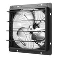 14-inch wall-mount exhaust fan with protective grille and multi-blade rotor
