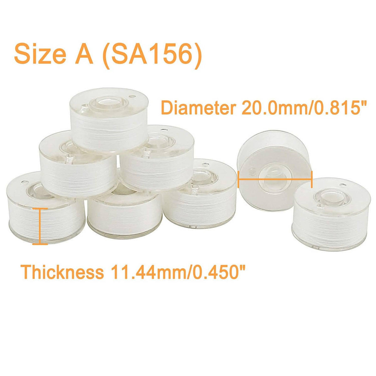 New brothread size A prewound bobbins, white spools with clear centers