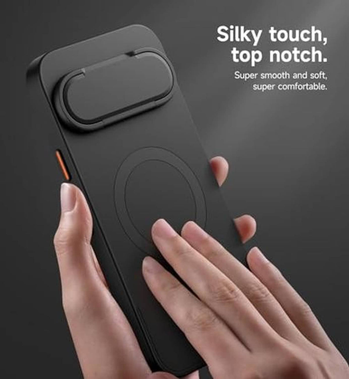 Black Pixel 10/10 Pro case with raised camera cover tab and smooth soft-touch feel