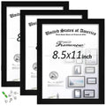 Set of three 8.5x11 photo frames in black with front display and backing