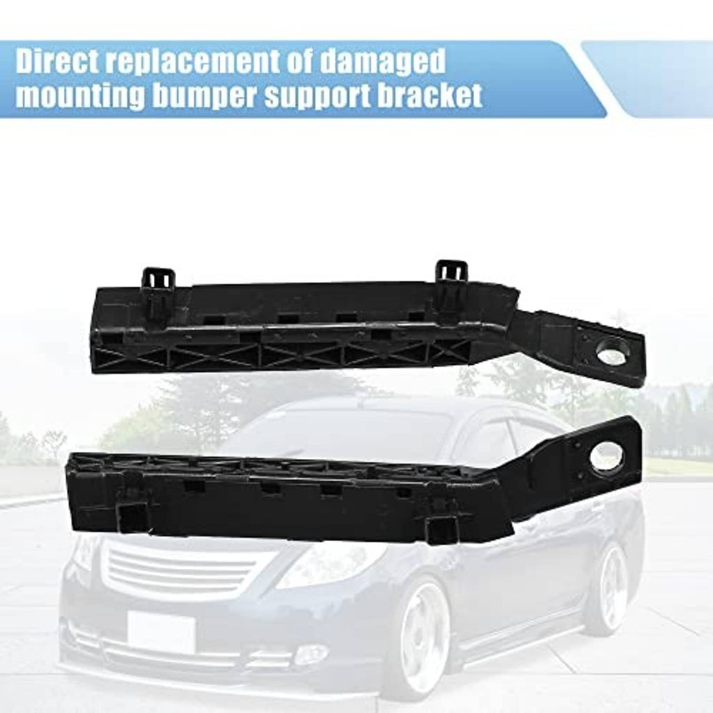 Black front bumper support bracket set with textured housing and clip tabs