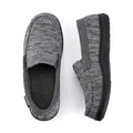 Men's tweed moc slippers in light gray with open back and dark cushioned lining