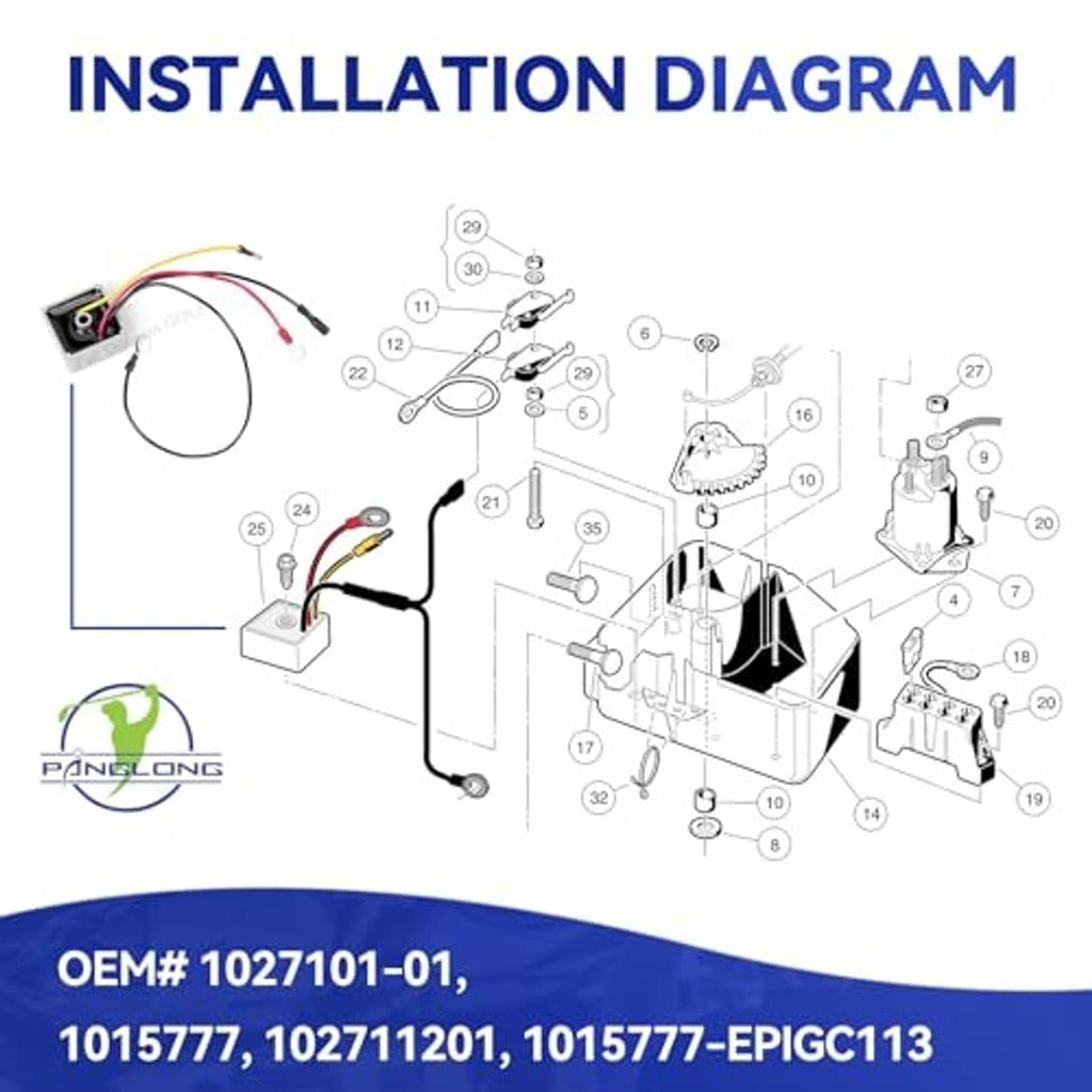 Voltage regulator installation parts layout with wire harness and connector diagram
