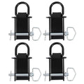 Set of 4 removable trailer stake pocket D-ring tie downs, black with silver hardware