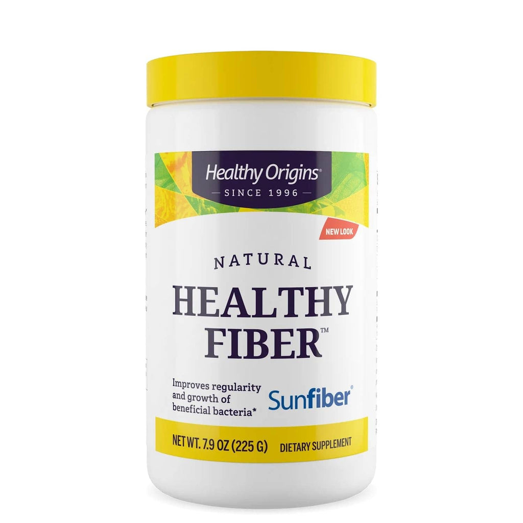 Healthy Origins Natural Healthy Fiber Sunfiber dietary supplement bottle, yellow cap