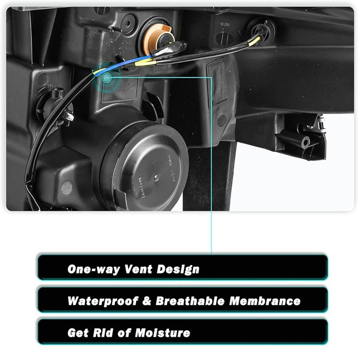 Passenger-side headlight housing showing bulb socket and wiring connector
