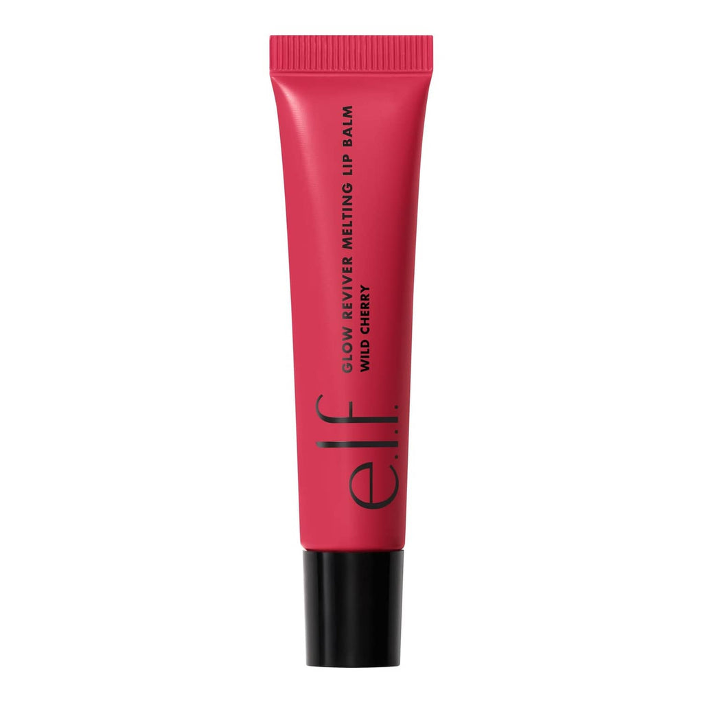 Wild Cherry Glow Reviver Melting Lip Balm tube, red-pink color with black cap
