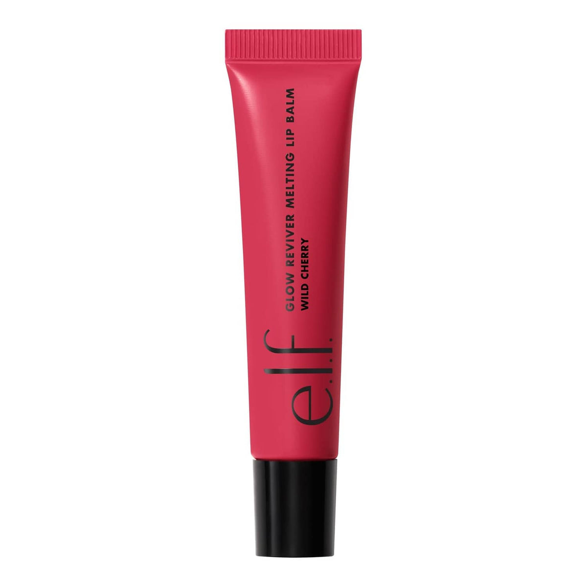 Wild Cherry Glow Reviver Melting Lip Balm tube, red-pink color with black cap