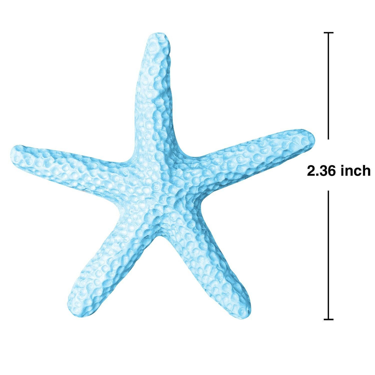 Light blue textured starfish ornament, size shown at 2.36 inches