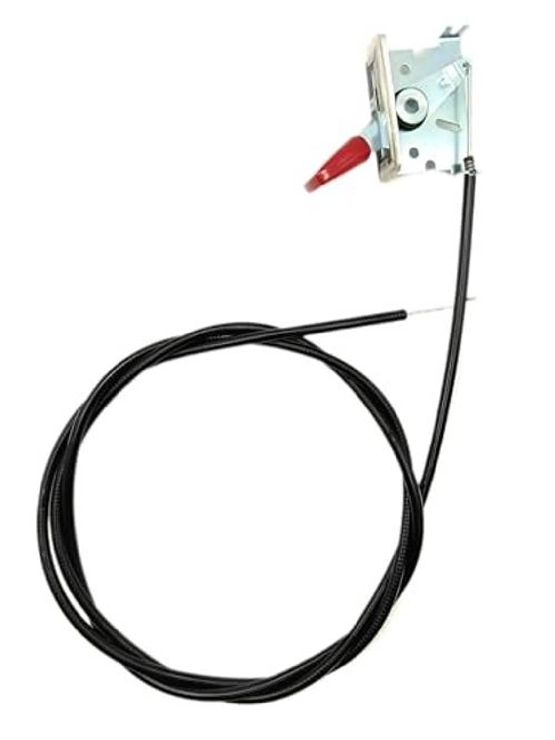 Universal throttle cable with red lever and black wire loop