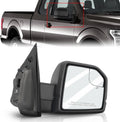 Power side door mirror with black housing and clear mirror glass
