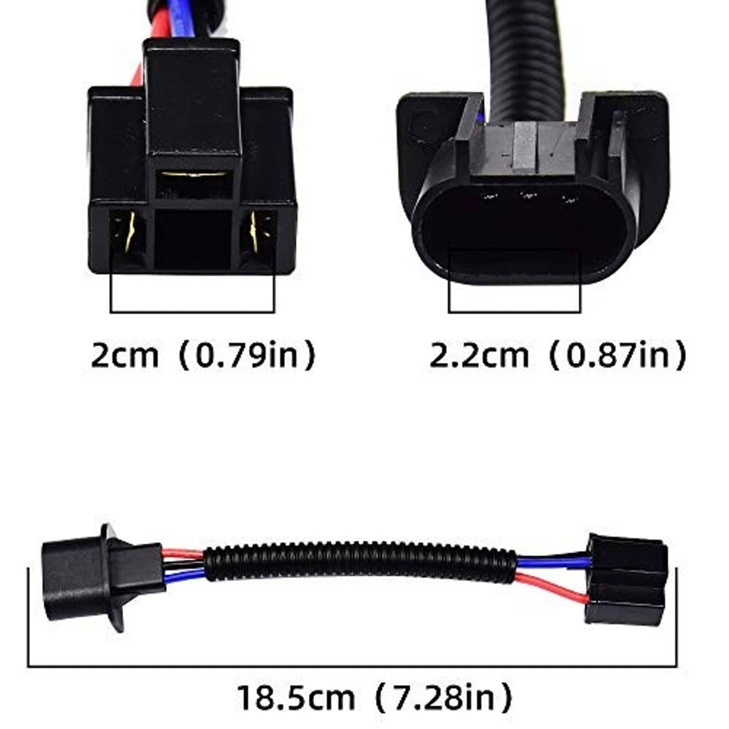 H13 to H4 adapter wiring harness with length 18.5 cm and socket lead distance 2.2 cm