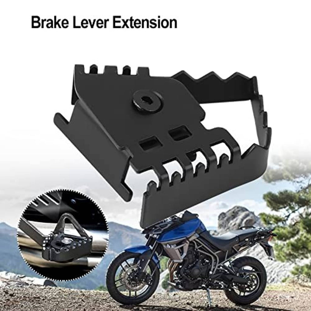 Rear brake lever extension pedal bracket, matte black, top plate with bolt hole