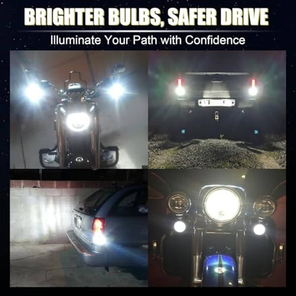 LED reverse light bulbs illuminating vehicle lights with bright white beam