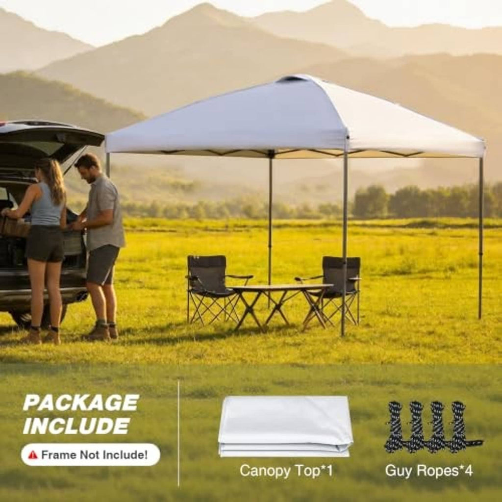 White vented canopy top with guy ropes included for 10x10 pop-up shelter