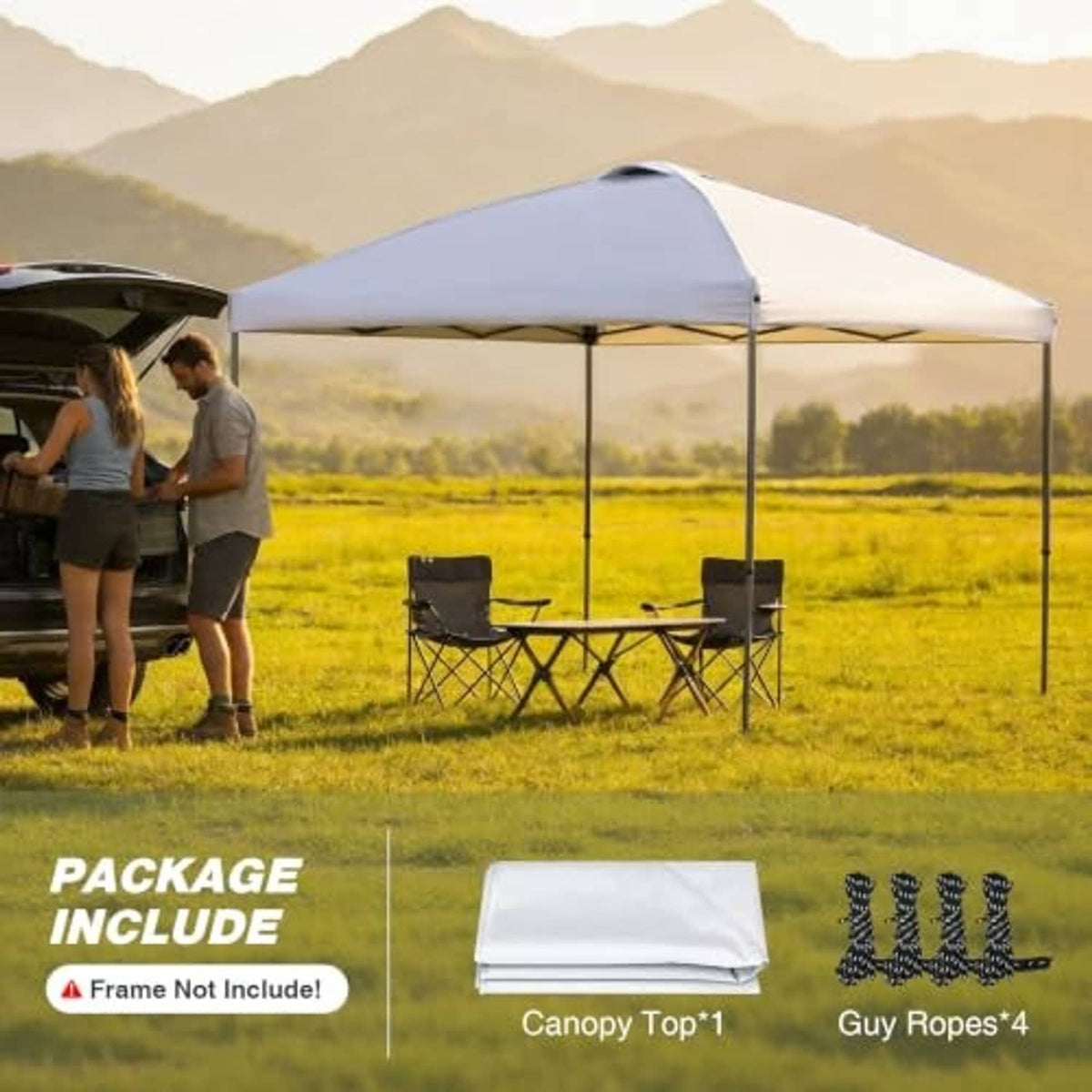 White vented canopy top with guy ropes included for 10x10 pop-up shelter