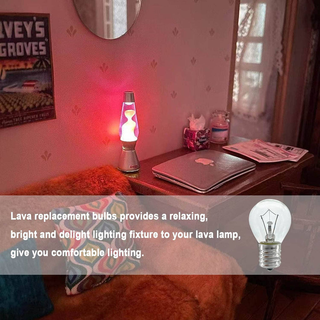Clear lava lamp replacement bulb glowing in a small lava lamp fixture