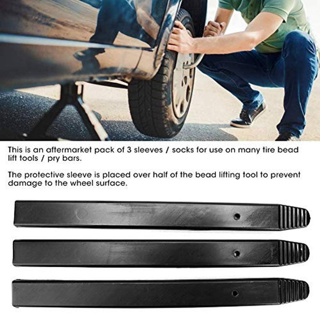 Three black protective sleeves with ribbed grip ends and mounting holes