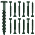 Forest green vinyl shutter fasteners, plastic screws with barbed drive, 12-pack set
