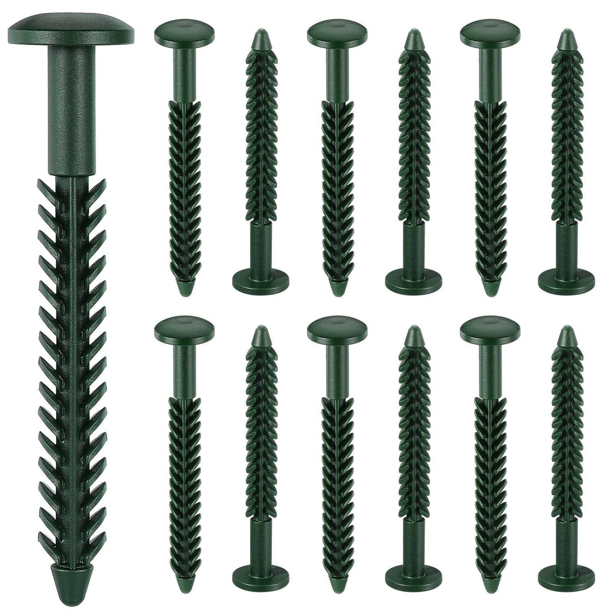 Forest green vinyl shutter fasteners, plastic screws with barbed drive, 12-pack set