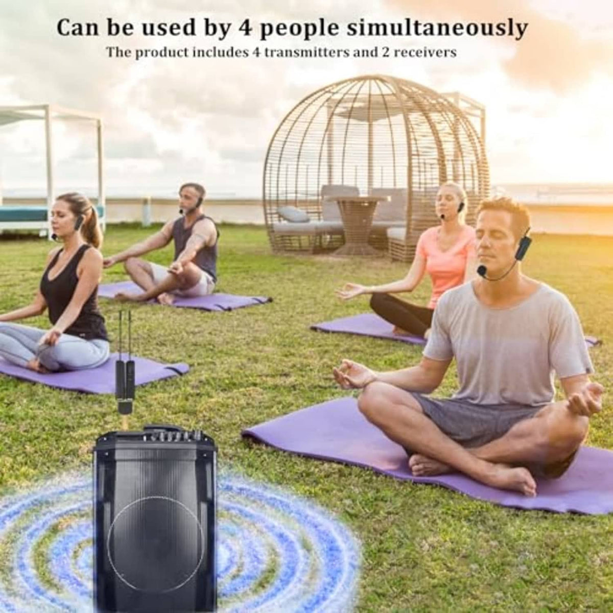 Wireless headset microphone and receiver system for multiple people at once