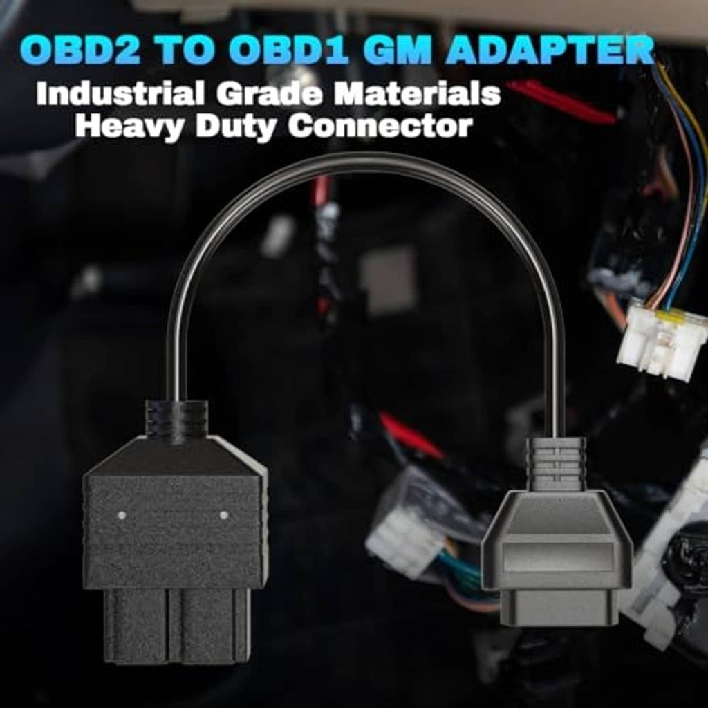 OBD2 to OBD1 style adapter cable with 16-pin and 20-pin black connector housings