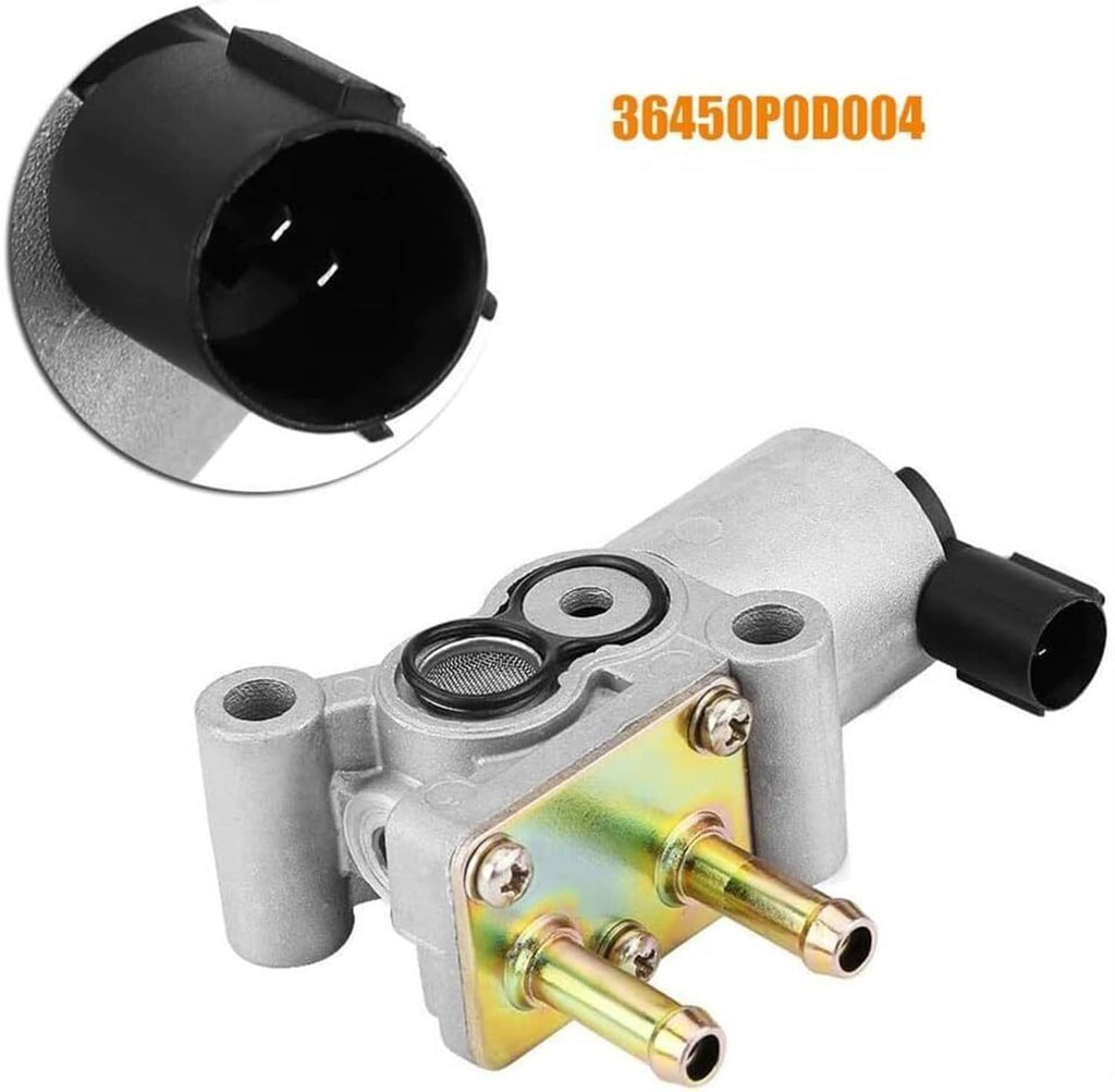Idle Air Control Valve with black intake connector, silver housing, and gold mounting pins