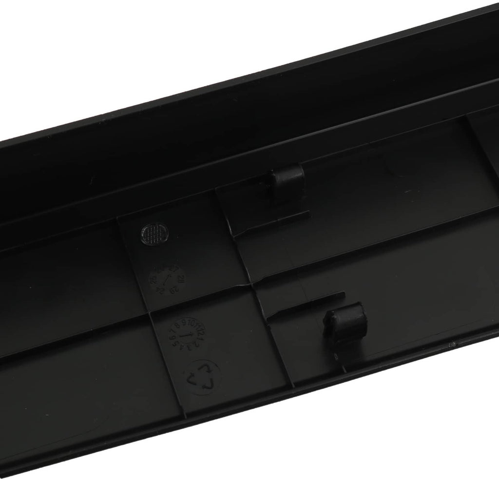 Black tailgate bed cap molding underside showing latch/clip recess details