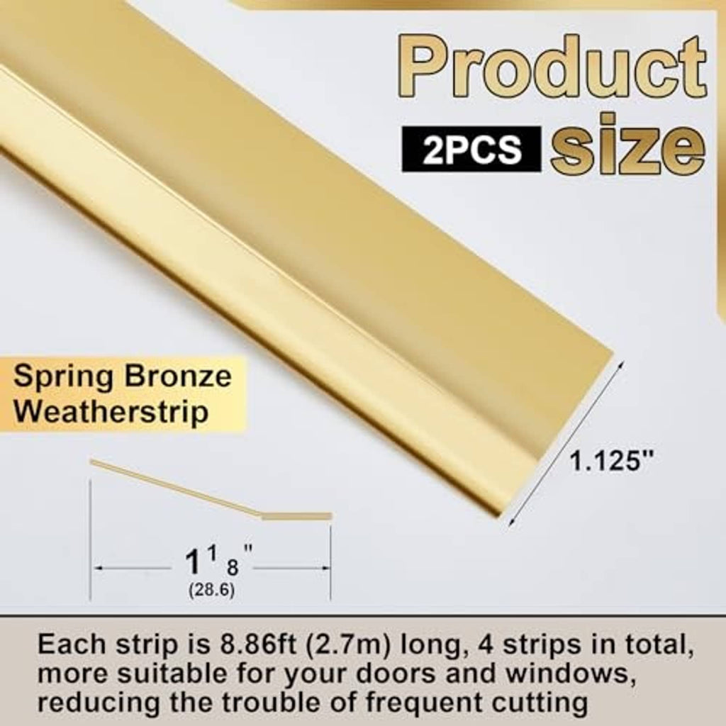 Bronze spring weatherstripping seal strip, long flexible metal profile