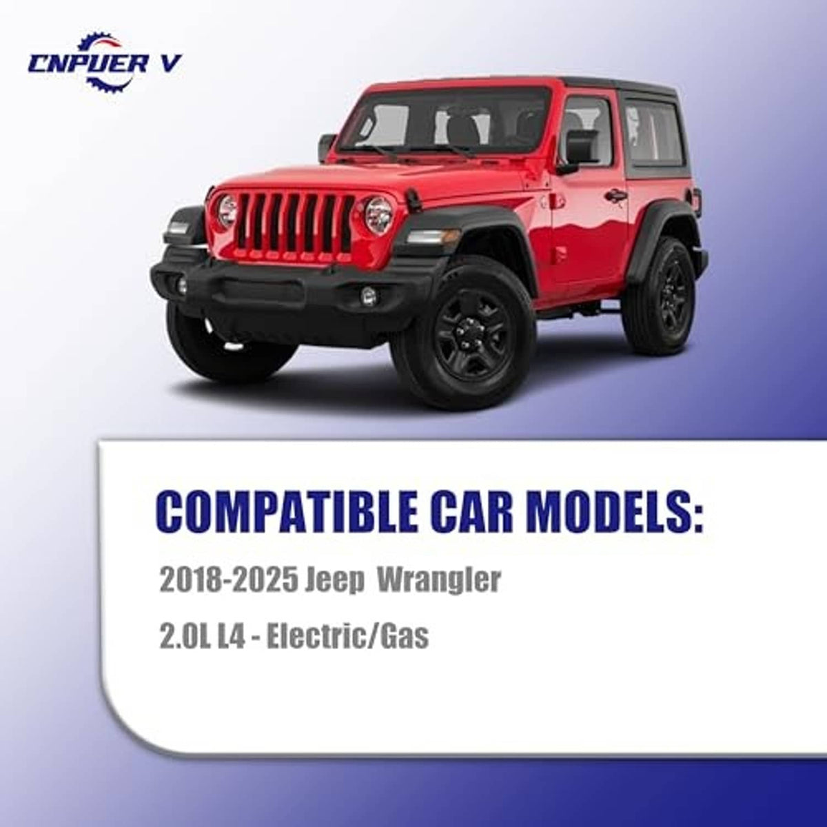 Jeep Wrangler JL 2018-2025 compatibility graphic with coolant reservoir tank