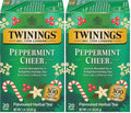 Twinings Peppermint Cheer naturally caffeine-free herbal tea boxes (20 tea bags, 2-pack)