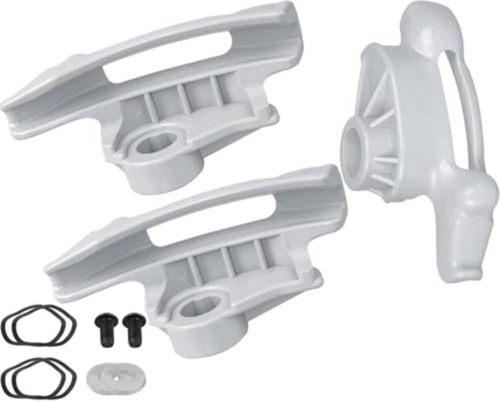 White plastic duck head tire changer tool parts with screws and washers, 3-pack