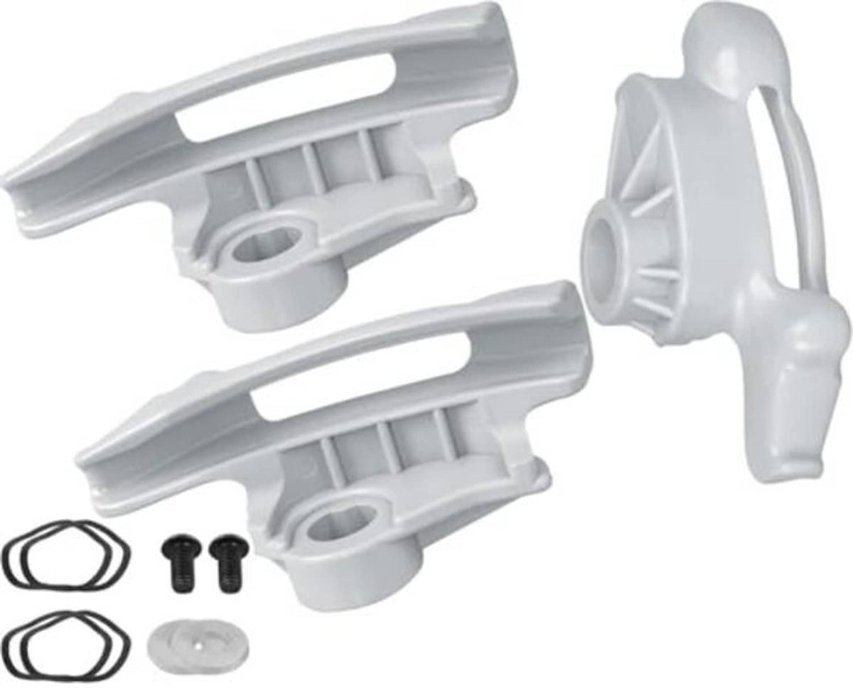 White plastic duck head tire changer tool parts with screws and washers, 3-pack