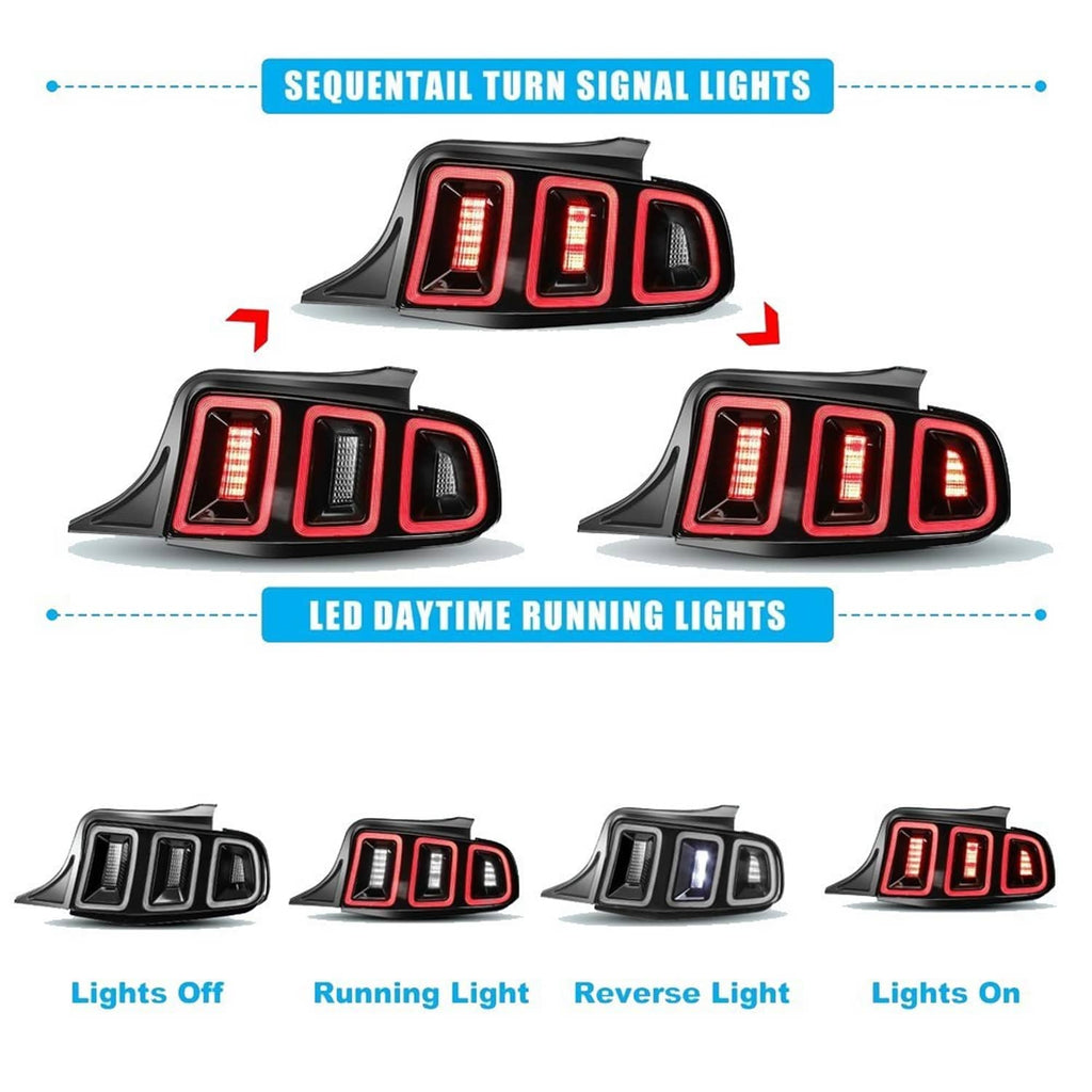 Taillight lighting modes diagram with sequential turn and daytime running light LEDs