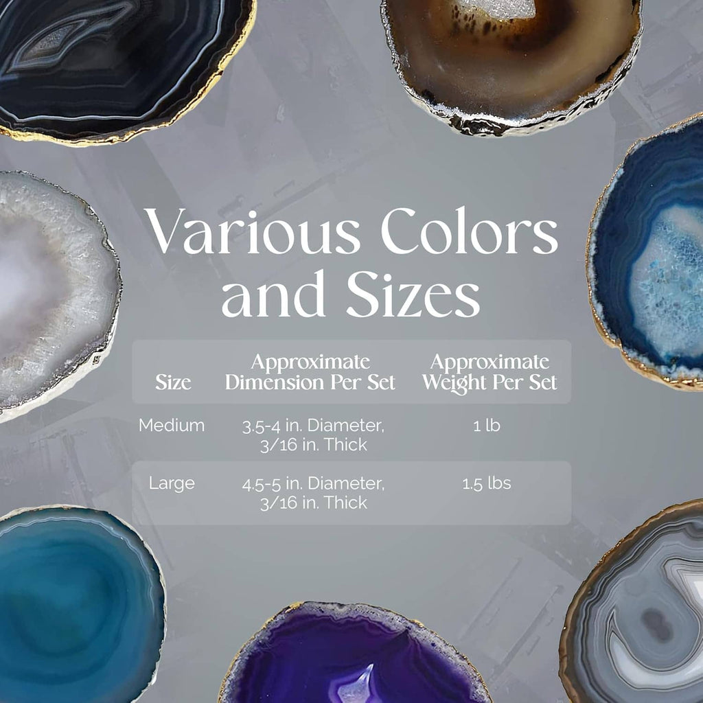 Assorted blue agate coaster slices with varied swirl patterns and gold-edged cut faces