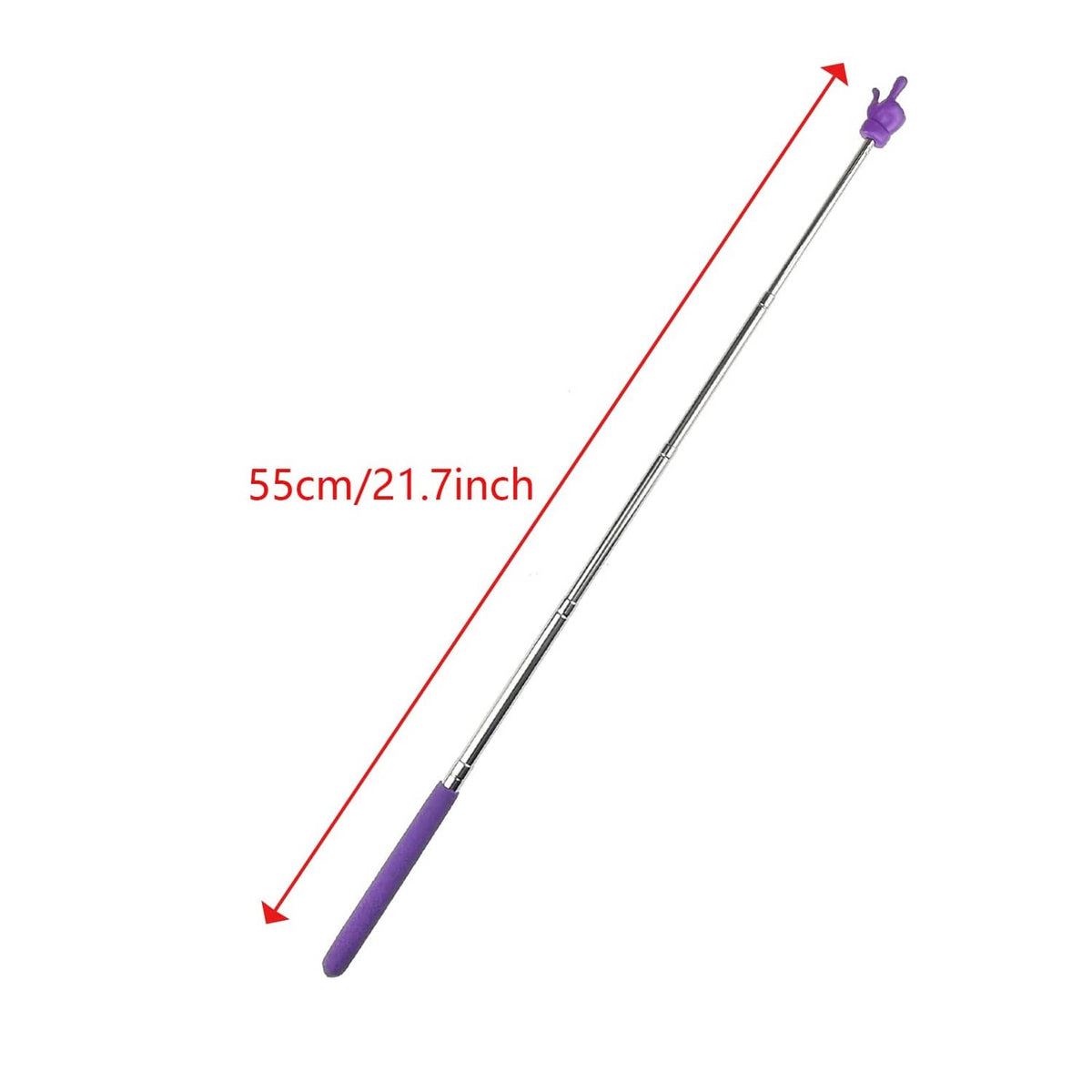 Purple telescopic finger pointer with chrome shaft, 55 cm length