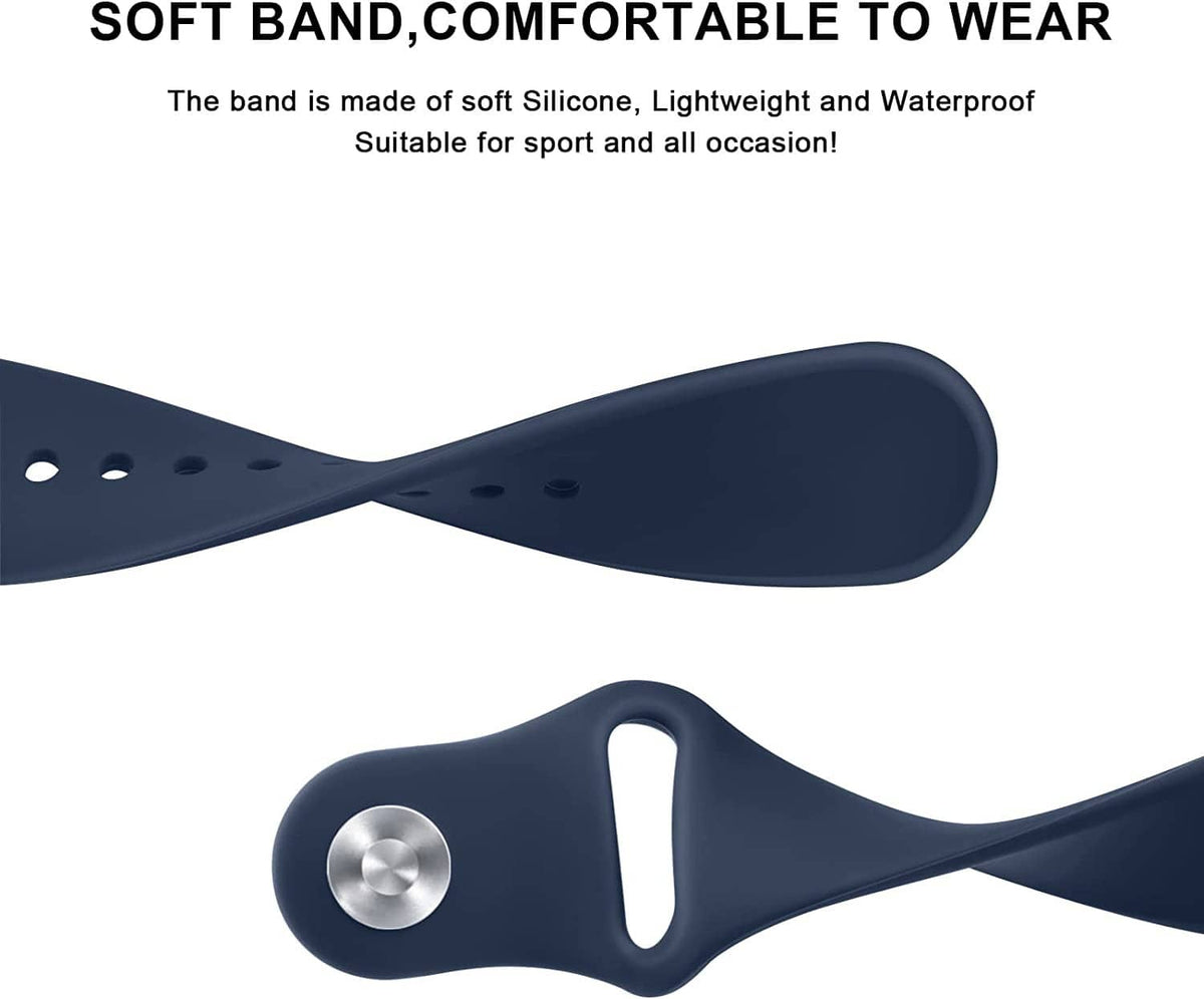 Blue silicone watch band with smooth curve and quick-release pin, close-up detail