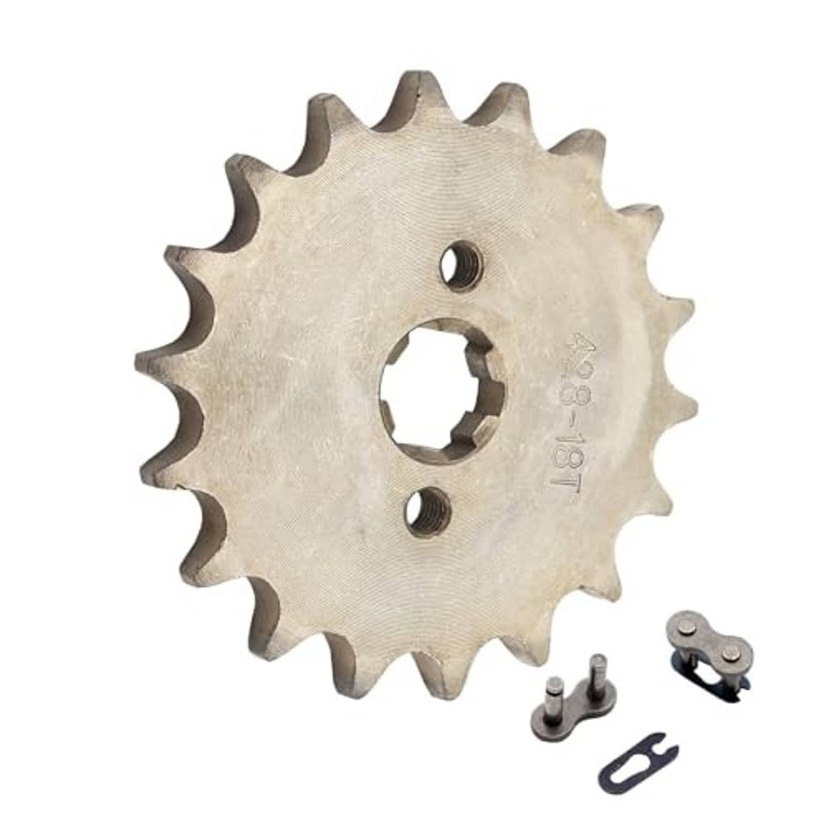 Steel 18T counter sprocket with chain mounting hardware and 17mm drive hole