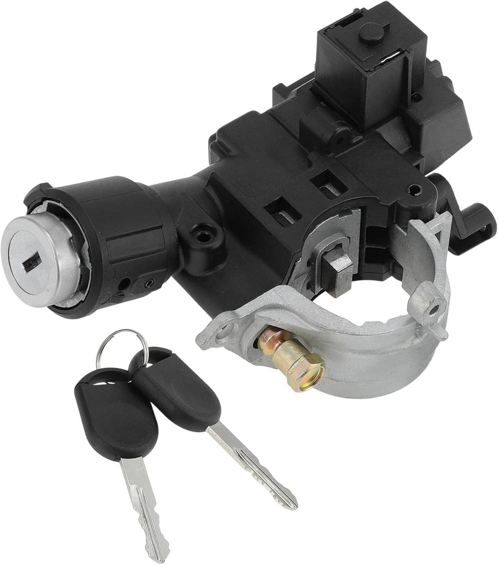 Ignition switch lock cylinder housing with 2 keys and wiring socket, black plastic module