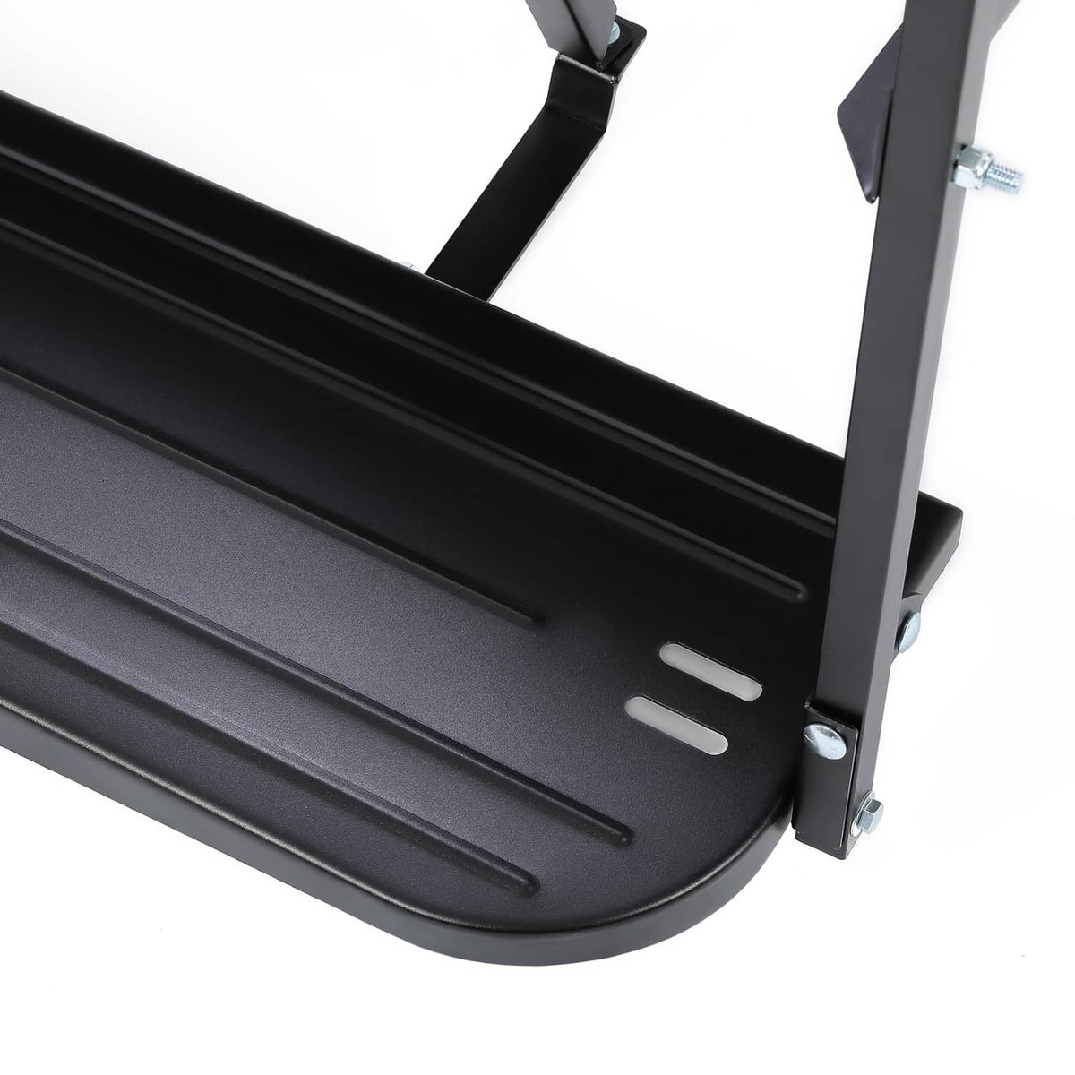 Black padded rear seat base with support plate and mounting points