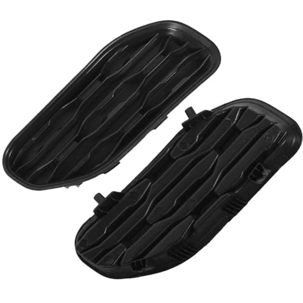 Pair black front lower grille insert covers with raised slat grooves