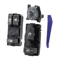 Power window switch and mirror control panel with lock buttons and R/L selector